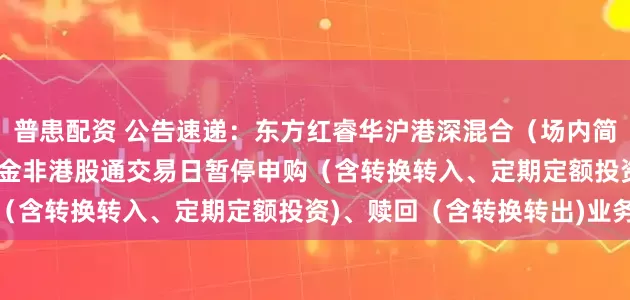 普患配资 公告速递：东方红睿华沪港深混合（场内简称：东方红睿华LOF)基金非港股通交易日暂停申购（含转换转入、定期定额投资)、赎回（含转换转出)业务
